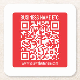 Instantly Create Your Own QR Code Editable Red Square Paper Coaster