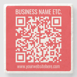 Instantly Create Your Own QR Code   Editable Red Stone Coaster