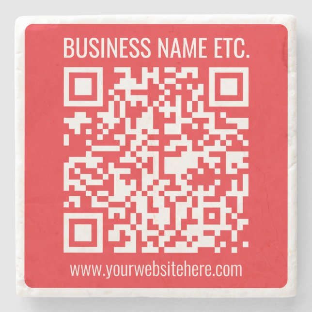 Instantly Create Your Own QR Code | Editable Red Stone Coaster (Front)