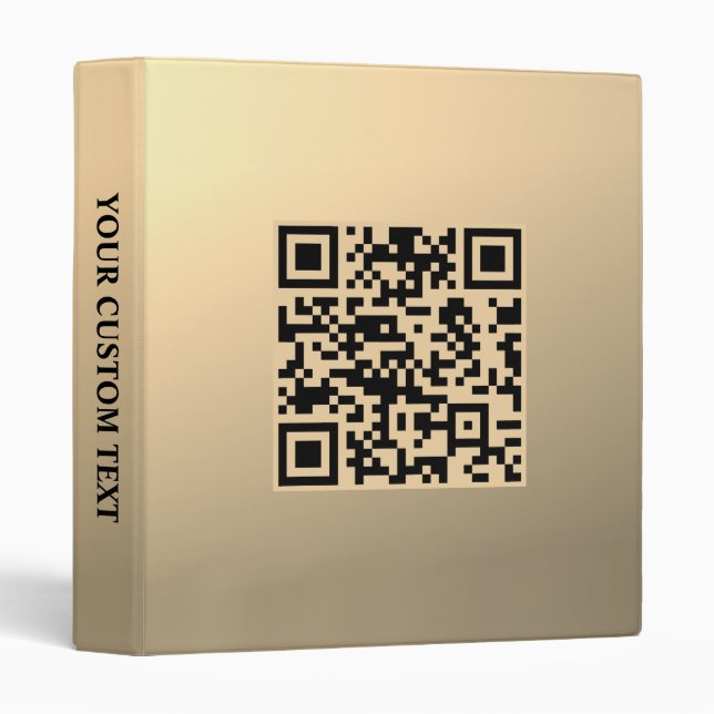 Instantly Editable QR code Template | Faux Gold 3 Ring Binder (Front/Spine)
