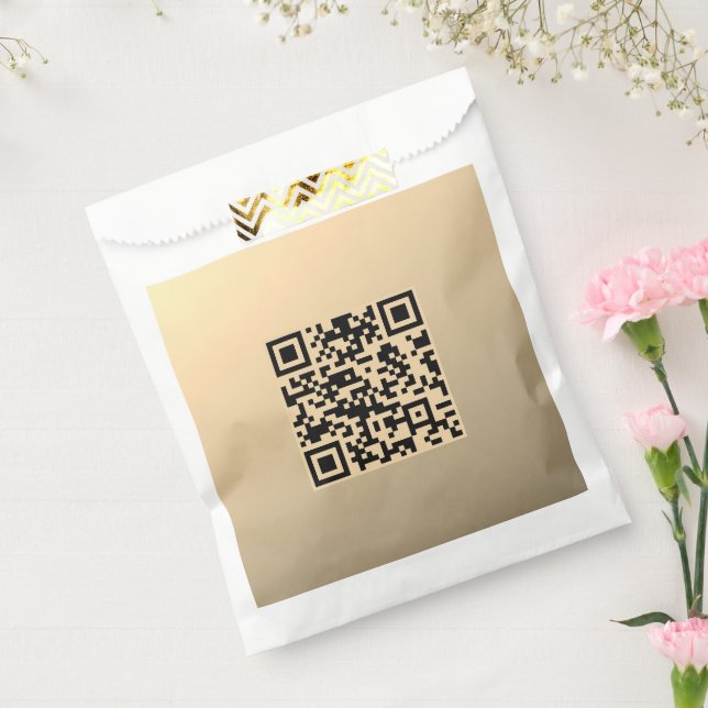 Instantly Editable QR code Template | Faux Gold Favor Bag (Sealed)