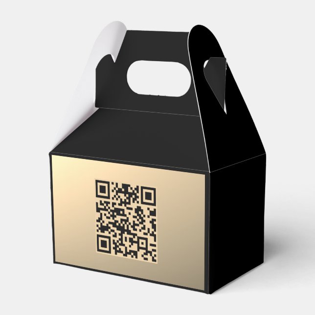 Instantly Editable QR code Template | Faux Gold Favor Boxes (Front Side)
