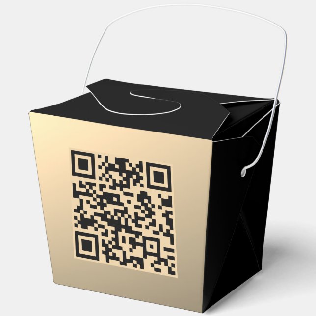 Instantly Editable QR code Template | Faux Gold Favor Boxes (Front)
