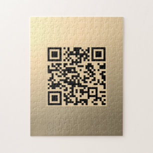 Instantly Editable QR code Template Faux Gold Jigsaw Puzzle