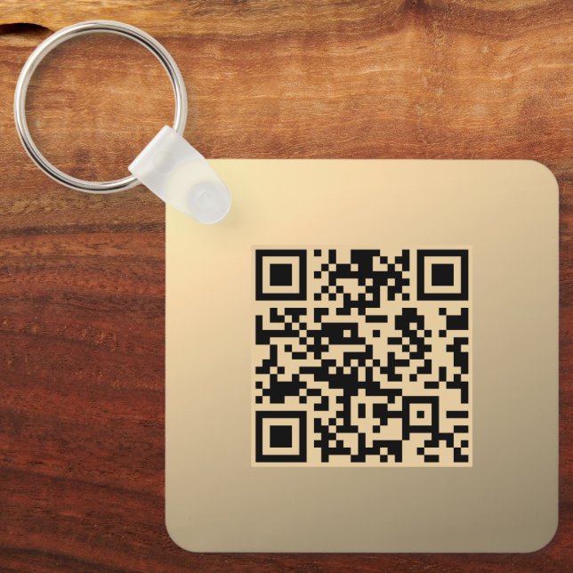 Instantly Editable QR code Template | Faux Gold Keychain (Front)