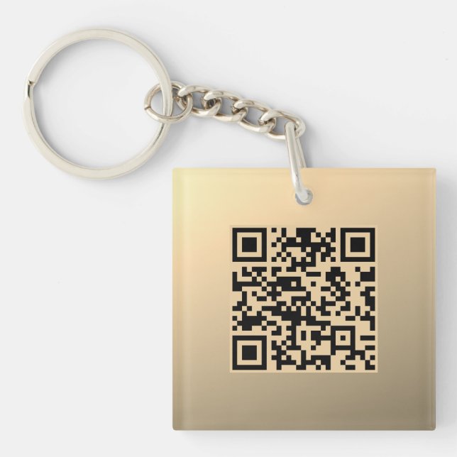 Instantly Editable QR code Template | Faux Gold Keychain (Front)