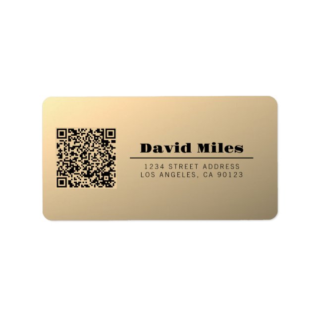 Instantly Editable QR code Template | Faux Gold Label (Front)