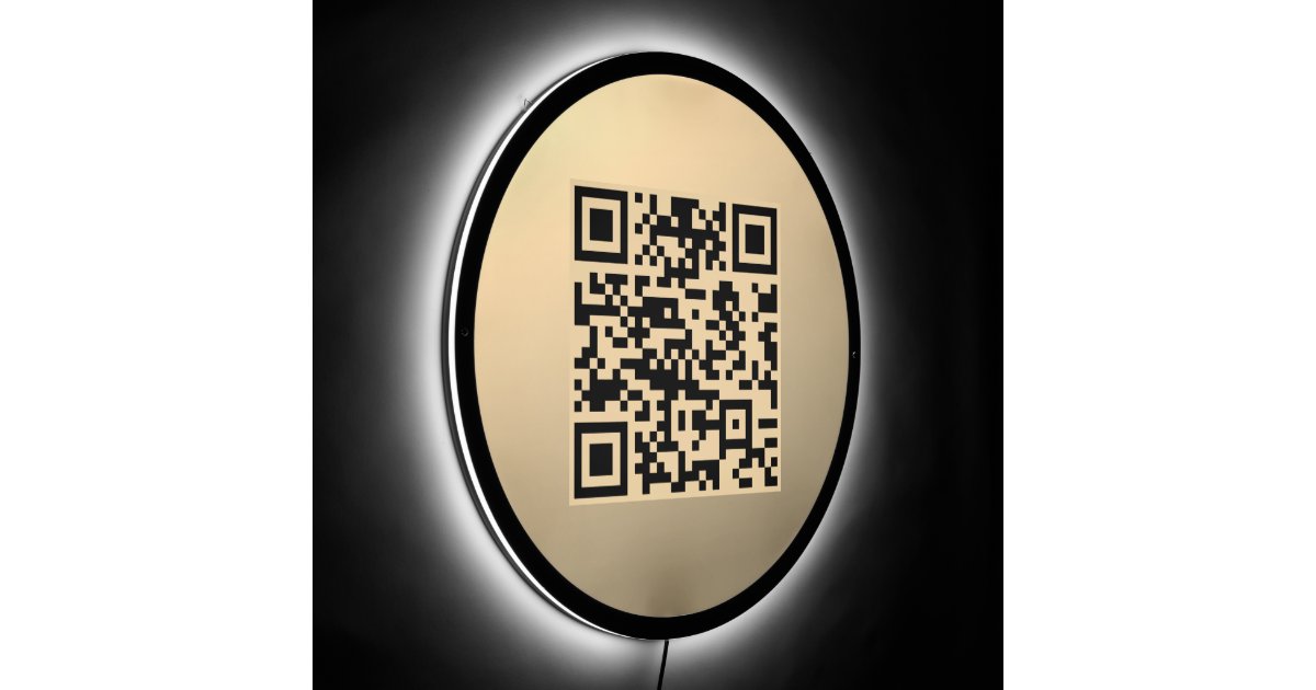 Instantly Editable QR code Template | Faux Gold LED Sign | Zazzle