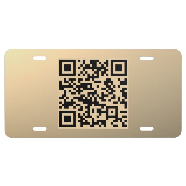 Instantly Editable QR code Template | Faux Gold License Plate (Front)