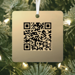 Instantly Editable QR code Template Faux Gold Metal Ornament
