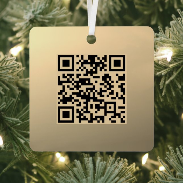 Instantly Editable QR code Template | Faux Gold Metal Ornament (Insitu)