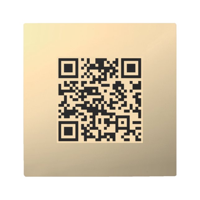 Instantly Editable QR code Template | Faux Gold Metal Print (Front)
