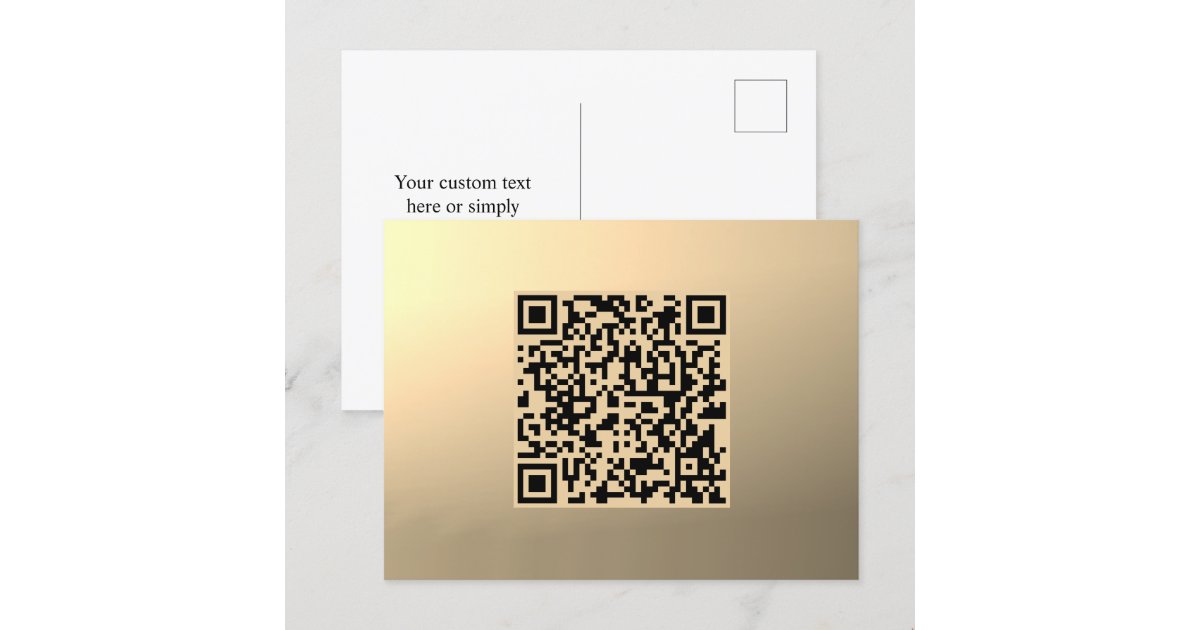 Instantly Editable QR code Template | Faux Gold Postcard | Zazzle