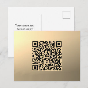 Instantly Editable QR code Template Faux Gold Postcard