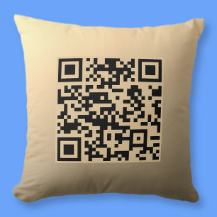 Instantly Editable QR code Template Faux Gold Throw Pillow