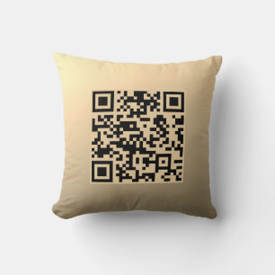 Instantly Editable QR code Template Faux Gold Throw Pillow
