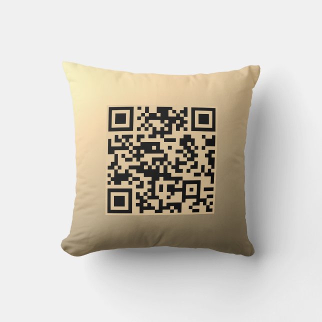 Instantly Editable QR code Template | Faux Gold Throw Pillow (Front)