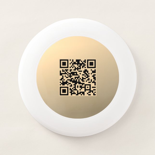Instantly Editable QR code Template | Faux Gold Wham-O Frisbee (Front)