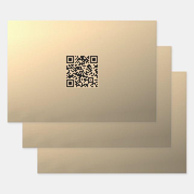 Instantly Editable QR code Template | Faux Gold Wrapping Paper Sheets (Set)