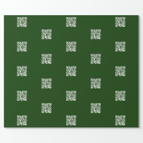 Instantly Make QR Code wTiled Pattern Deep Green Wrapping Paper