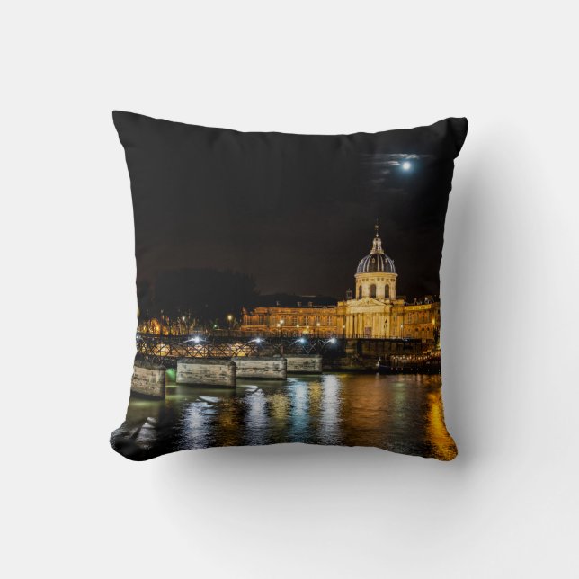 Institut de France and Pont des Arts - Paris Throw Pillow (Front)