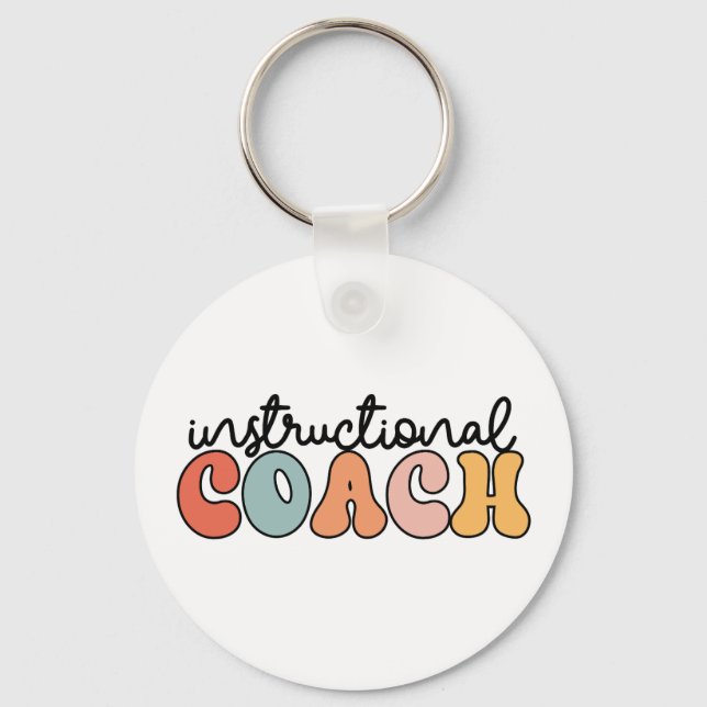 Instructional Coach Educational Coach Retro Keychain (Front)
