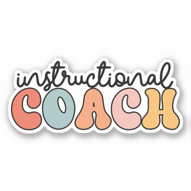 Instructional Coach Educational Coach Retro Sticker (Front)