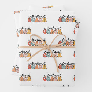 Instructional Coach Educational Coach Retro Wrapping Paper Sheets