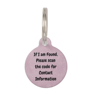 Instructions and QR Code Pink Cat Pet ID Tag