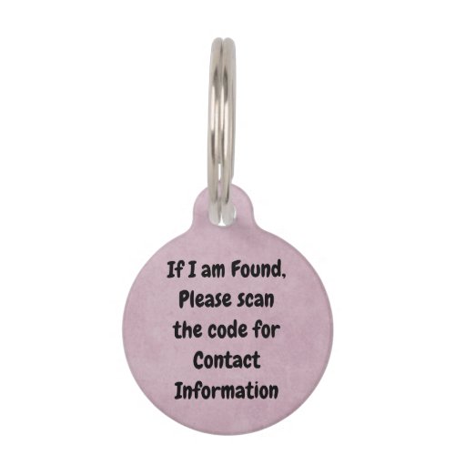 Instructions and QR Code  Pink Cat Pet ID Tag