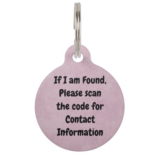 Instructions and QR Code  Pink Dog Pet ID Tag
