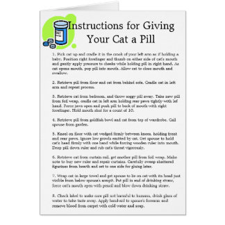 "Instructions for GivingYour Cat a Pill" Cards
