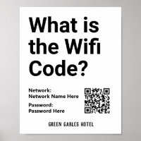 Instructions for WiFi Code plus QR Code on a Poster