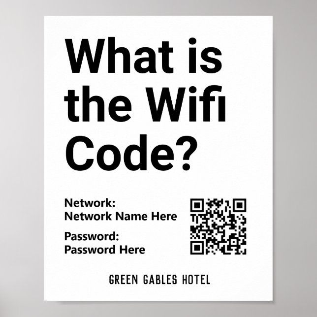 Instructions for WiFi Code plus QR Code on a Poster (Front)