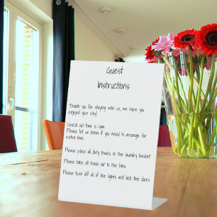 Instructions Information Guest House Rental Pedestal Sign