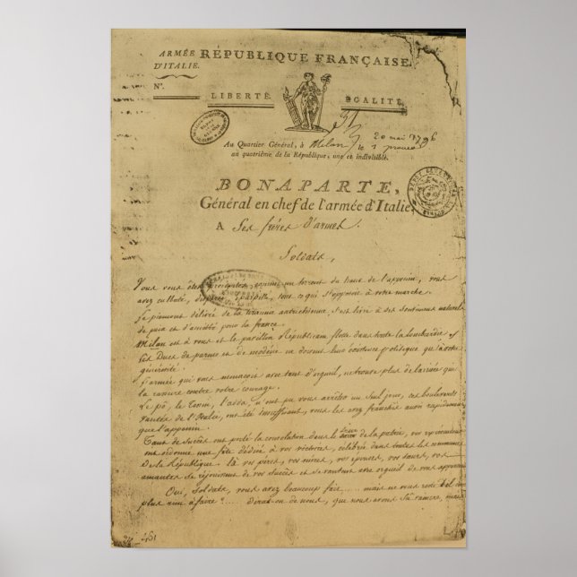 Instructions to soldiers issued by Napoleon Poster (Front)