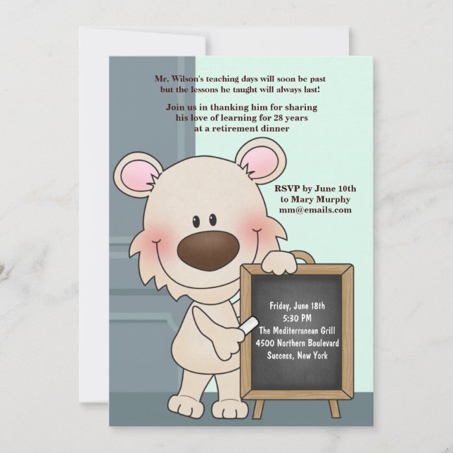Instructor Hound Teacher's Retirement Invitation (Front)
