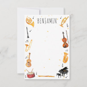 Instrument and Music Thank You Note Stationery Card