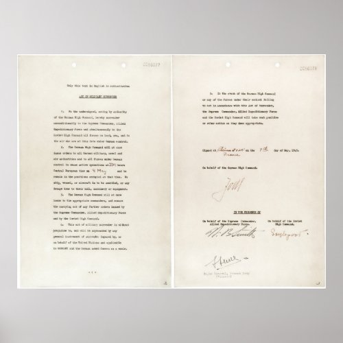 Instrument of Surrender of the Nazis World War II Poster