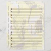 Instrument-Themed Staff Paper in Gold (Front/Back)