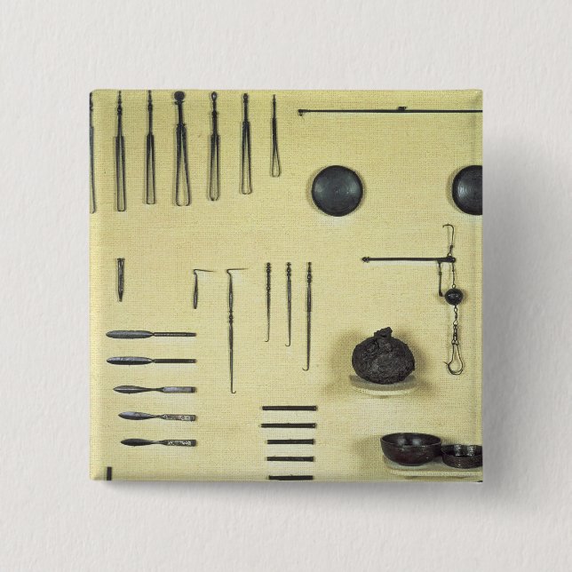 Instruments from an oculist's case, from Reims Button (Front)