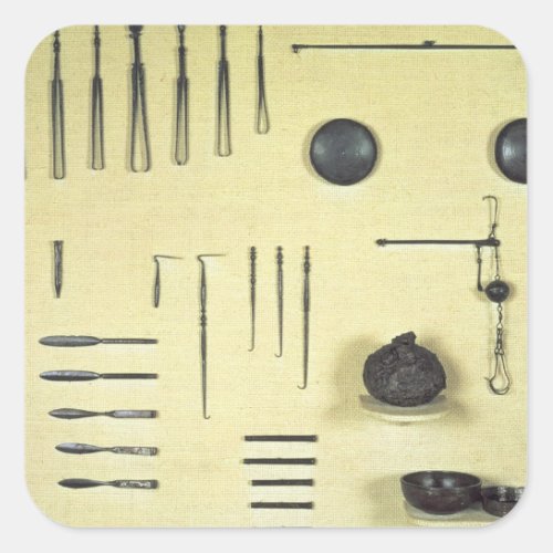Instruments from an oculists case from Reims Square Sticker