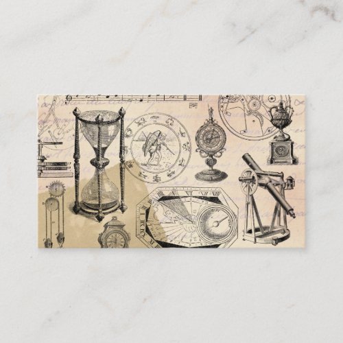 Instruments of the Hour Steampunk Hourglass  Business Card