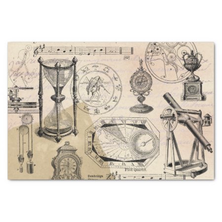 Instruments Of The Hour Steampunk Hourglass Tissue Paper