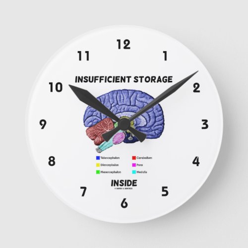 Insufficient Storage Inside Brain Anatomy Humor Round Clock