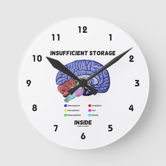 Insufficient Storage Inside (Brain Anatomy Humor) Round Clock (Front)