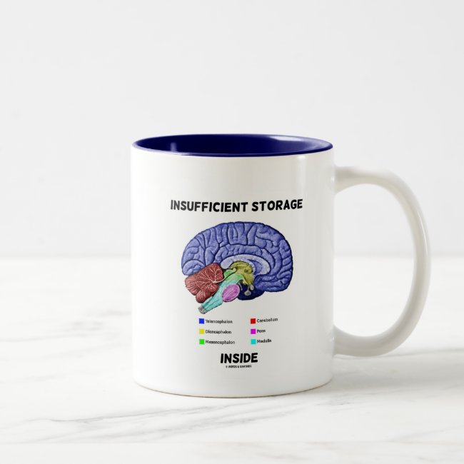 Insufficient Storage Inside (Brain Anatomy Humor) Two-Tone Coffee Mug