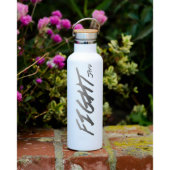 Insulated Matte White "FIGHT" Water Bottle (Front)