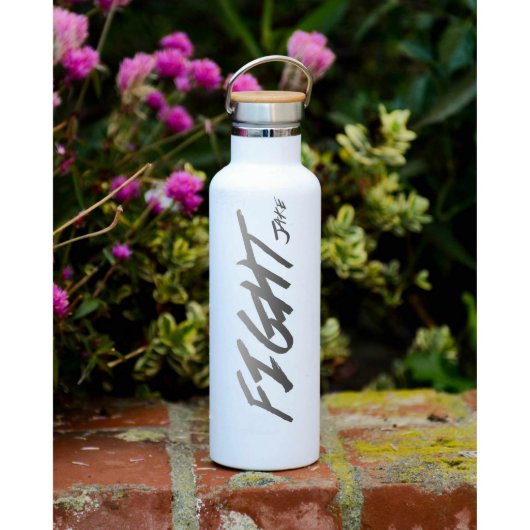 Insulated Matte White "FIGHT" Water Bottle (Front)