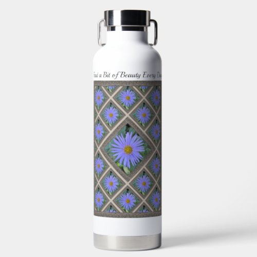 Insulated Water Bottle with Blue Asters